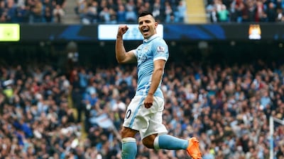 Manchester City striker Sergio Aguero shown during a Premier against Newcastle in October. Dean Mouhtaropoulos / Getty Images / October 3, 2015