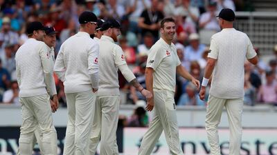 Toby Roland-Jones, second right, excelled during his debut Test series against South Africa earlier in the summer. Jason Cairnduff / Reuters