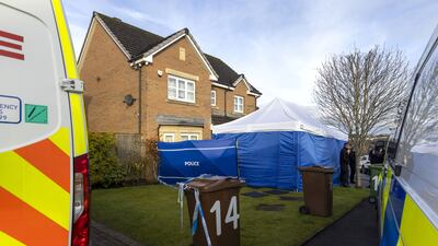 Officers from Police Scotland outside the home of former chief executive of the Scottish National Party (SNP) Peter Murrell. The motorhome was reportedly seized from outside his mother's home on the same day. PA