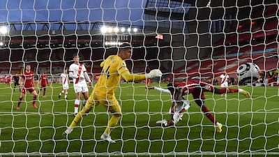 Sadio Mane scores Liverpool's first goal in the 2-0 win over Southampton. PA