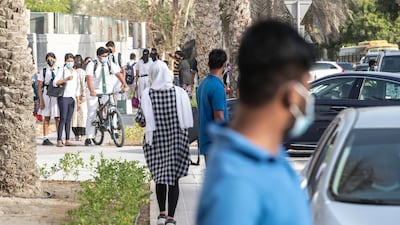 The first day of school after the summer break at the Delhi Private School in The Gardens, Jebel Ali, Dubai. All photos: Antonie Robertson / The National