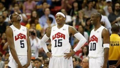 Kevin Durant, left, Carmelo Anthony, centre, and Kobe Bryant are part of a dream side for the 2012 US Olympic men's basketball team.