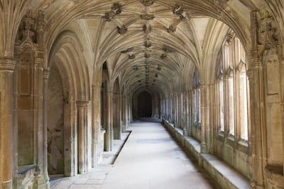 The Cloisters at Lacock Abbey, Wiltshire. It is the site for the Hogwarts school in the films. Photo: Mark Bolton / National Trust