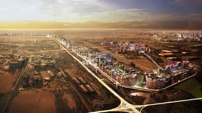 Downtown Jebel Ali is an 11-kilometre area along Sheikh Zayed Road, and has more than 300 development plots. Above, a rendering of the project. Courtesy Limitless