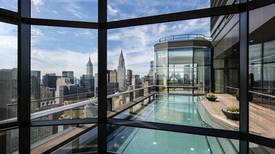 The penthouse at 50 United Nations Plaza offers sweeping vistas of the East River, UN Secretariat, the Empire State Building and Chrysler building. Courtesy Paul Warchol