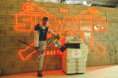 If you have a bone to pick with the office printer, visit The Smash Room