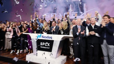 Jubilant scenes during SpaceX's initial public offering at the Nasdaq MarketSite in New York, US. Bloomberg