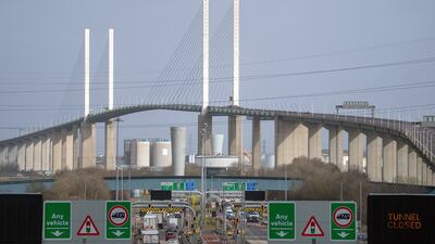 The Queen Elizabeth II bridge at the Dartford Crossing in Kent, which was closed to all vehicles. PA