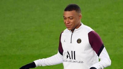 Paris Saint-Germain's forward Kylian Mbappe during training at Camp Nou. AFP