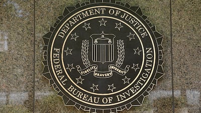 The FBI seal is seen outside the headquarters building in Washington, US. AFP