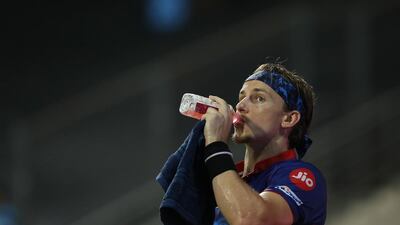 Delhi Capitals seamer Tom Curran is brining headbands back in vogue. Sportzpics for IPL