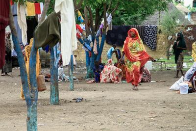 Laundry is hung at a displacement camp in Gedaref city in the east of Sudan. AFP