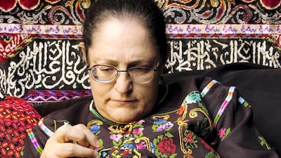 Abbasi-Ghnaim explains that a woman might embroider a pillow case with intimate details about her life. Her husband, who would not understand the symbols, would then deliver this pillow case to a woman in a different village. “It was their only form of communication,” she says. “They used the needle and the thread instead of the pen, and the fabric instead of the paper.”