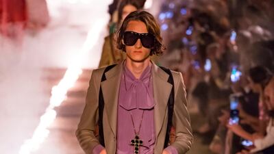 Men's silhouettes were tighter. Courtesy of Gucci by Dan Lecca