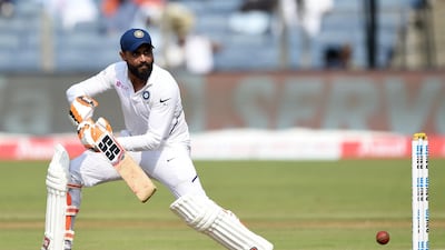 Indian batsman Ravindra Jadeja plays a shot. AFP