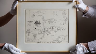The original sketch of the Hundred Acre Wood for the Winnie-the-Pooh novel. Courtesy Sotheby's