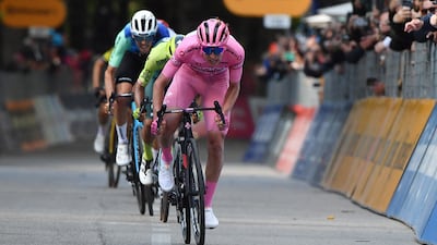 UAE Team Emirates' Tadej Pogacar races for the finish line. Reuters