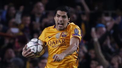 Luis Suarez scored twice in the Uefa Champions League quarter-final first leg against Atletico Madrid to hand Barcelona the edge. Sergio Perez / Reuters