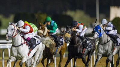 Richard Mullen rides Mujeeb to win the President’s Cup for the Purebred Arabians at Abu Dhabi on Thursday, February 16, 2023. Adiyat Racing Plus