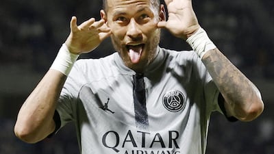 Soccer Football - Pre Season Friendly - Gamba Osaka v Paris Saint-Germain - Suita Stadium, Osaka, Japan - July 25, 2022. Paris St Germain's Neymar celebrates scoring their fifth goal. Mandatory credit Kyodo via REUTERS ATTENTION EDITORS - THIS IMAGE WAS PROVIDED BY A THIRD PARTY. MANDATORY CREDIT. JAPAN OUT. NO COMMERCIAL OR EDITORIAL SALES IN JAPAN