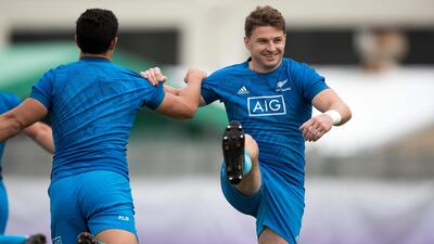 New Zealand full-back Beauden Barrett attends a training session at the Tatsuminomori Seaside Park in Tokyo. AFP