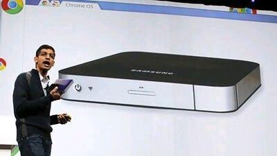 Sundar Pichai, the senior vice president of Chrome at Google, introduced Samsung ChromeBox in a conference this month. Beck Diefenbach / Reuters