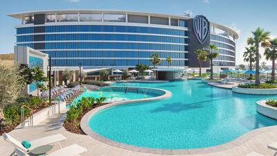 The WB Abu Dhabi family pool is parent heaven with non-stop cartoons and WB films on repeat. Photo: Hilton