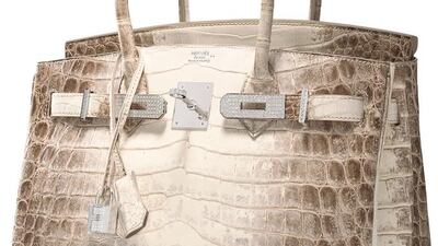 A Himalaya Birkin was sold at auction for a whopping Dh1.4 million, making it the world's most valuable handbag. Courtesy Heritage Auctions