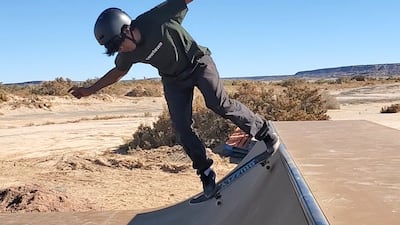 A skateboarder tries out a new ramp in the Village of Tewa on the Hopi reservation in north-eastern Arizona. AP