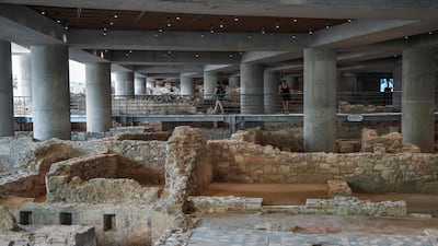 View from the excavation site beneath the Museum of Acropolis in Athens, Greece. AFP