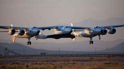The first captive-carry flight of VSS Enterprise or SpaceShipTwo.