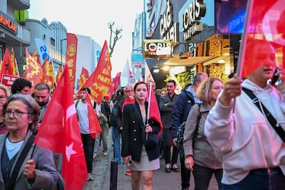 Supporters of Turkey's Republican People's Party (CHP) take part in a demonstration in Istanbul on Friday to protest against a court decision to replace its leader. EPA