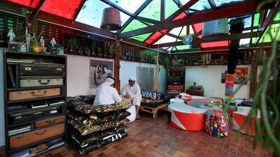 Parts from discarded suitcases are used as drawers in the Art House Cafe in Abu Dhabi. Ravindranath K / The National