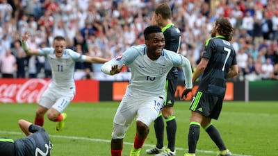 England's Daniel Sturridge celebrates scoring the winning goal against Wales during Euro 2016. PA