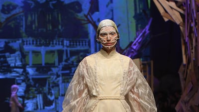 A model walks the runway at the Amato spring / summer 2020 show during Fashion Forward Dubai on November 02, 2019. Getty Images