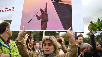 A protest in Nantes, western France, after the death of Amini in Iranian police custody. AFP