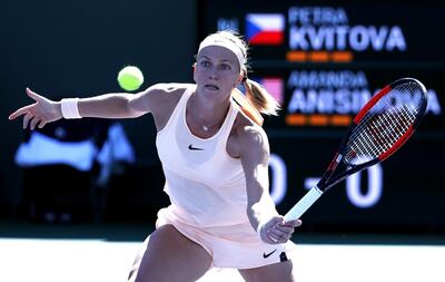 Petra Kvitova in action against Amanda Anisimova at Indian Wells. Mike Nelson / EPA