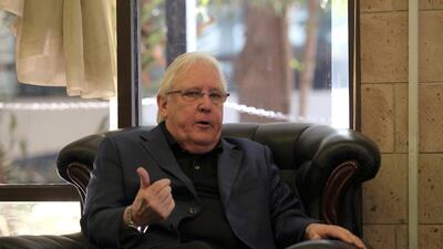 UN Special Envoy for Yemen Martin Griffiths holds talks with a Houthi representative upon his arrival in Sanaa, Yemen, 16 September 2018. EPA