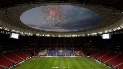 Fireworks explode above Brazil's Mane Garrincha Stadium ahead of the opening match of the Copa America 2021 between Brazil and Venezuela. EPA