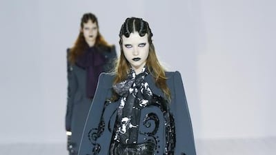 A dramatic, full length, beaded cape, with 1940s inspired shoulders. Marc Jacobs autumn/winter 2016/17. Courtesy Marc Jacobs