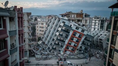 A destroyed apartment block in Hatay, Turkey. Getty