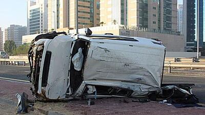 Police said the driver lost control of his Toyota FJ Cruiser and swerved and crashed into the central reservation.