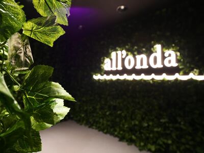 The entrance of All'Onda Dubai at Emerald Palace Kempinski Dubai. Courtesy All'Onda Dubai