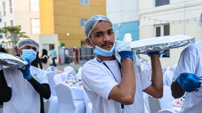 The food is carried to the tables