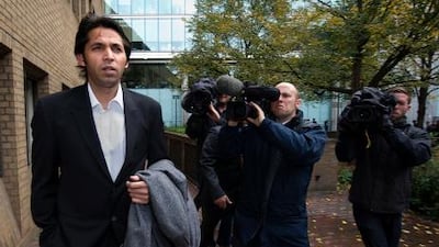 Former Pakistan cricketer Mohammad Asif arrives at Southwark Crown Court in central London before proceedings today.