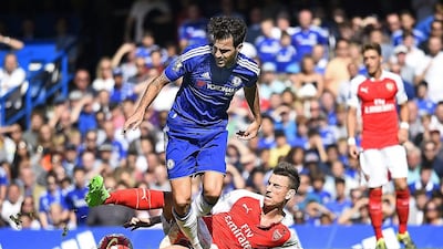 The inventive Cesc Fabregas, in blue, was excellent against former club Arsenal at Stamford Bridge on Saturday, with the Spaniard creating many scoring opportunities for his Chelsea teammates. Fellow midfielder Nemanja Matic’s form was also crucial. Dylan Martinez / Reuters