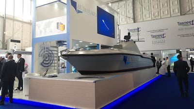Above, the drone on display by Al Marakeb Boat Manufacturing at Navdex. Courtesy Al Marakeb Boat Manufacturing