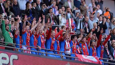 There was a sense of anticipation among Crystal palace fans with one of them even holding a replica of the trophy. Not a goal was scored but the Londoners were in control. Mike Hewitt / Getty Images