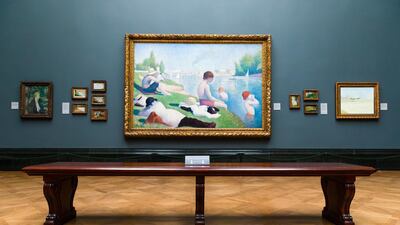 Reminders to 'maintain physical distancing' at the National Gallery in London, which is set to reopen this week. A recent survey states that only 34 per cent of Brits are comfortable with visiting museums again. EPA