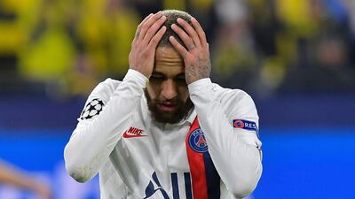 Neymar puts his hands to his head during PSG's match against Borussia Dortmund. AFP